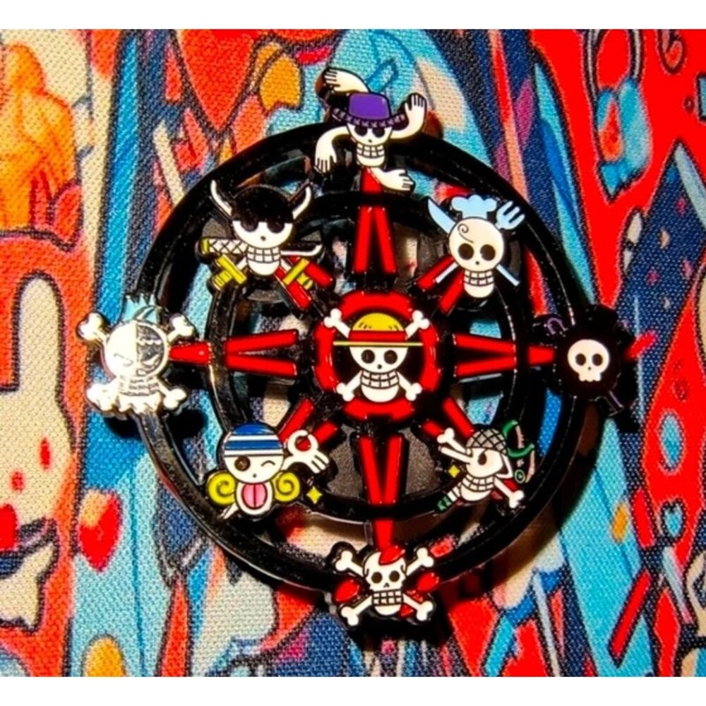 One piece pirate luffy enamel pin anime manga black red